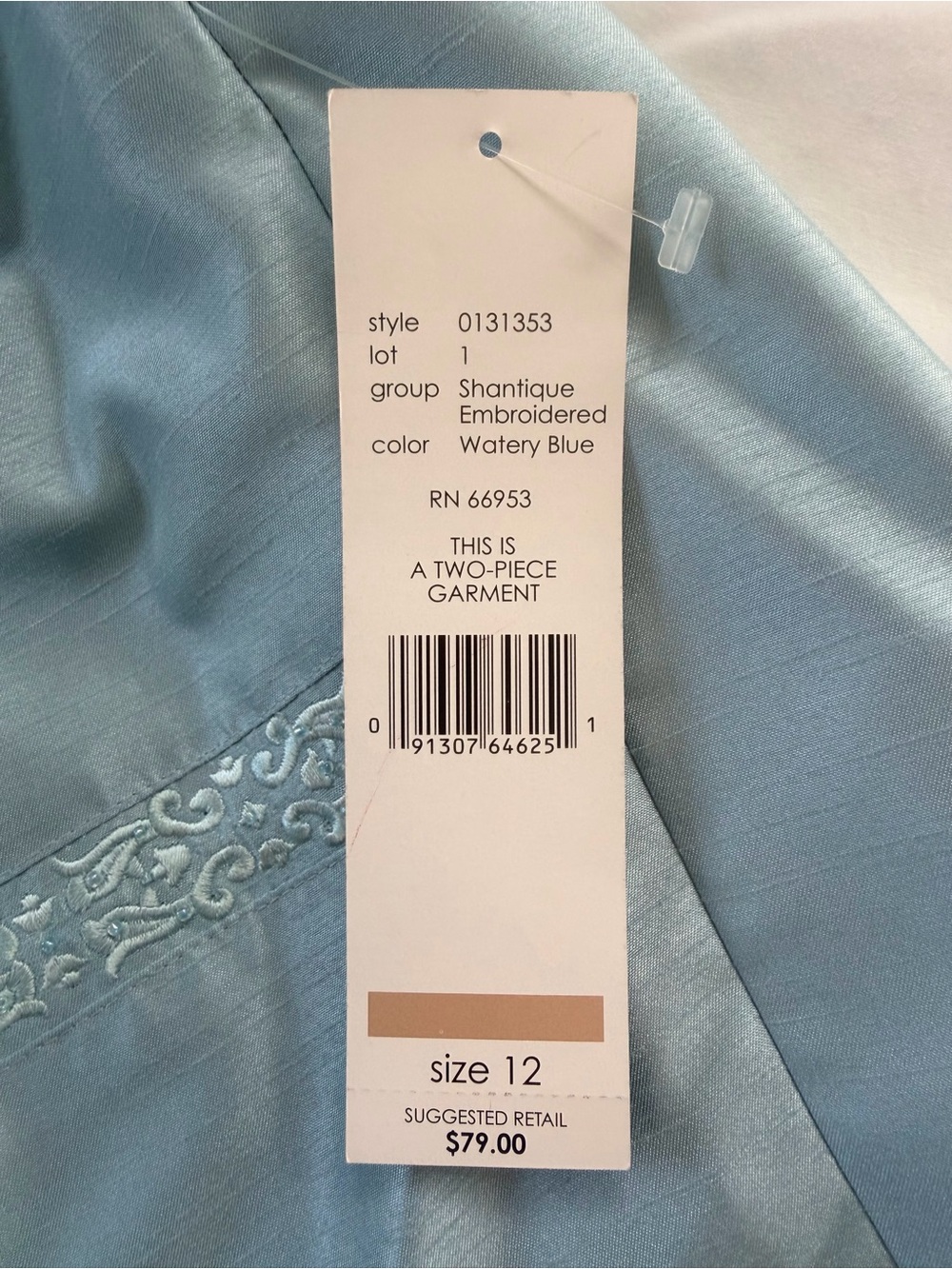 Leslie Fay Watery Blue Shantung Embroidered Sheath Dress size 12 - Picture 5 of 5